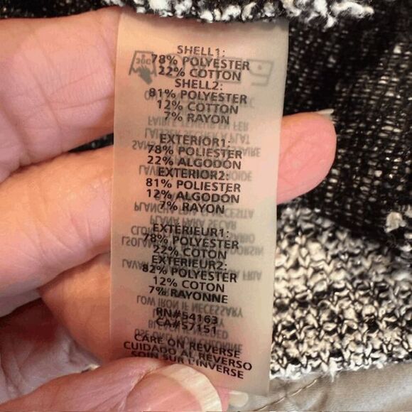 Karl Lagerfeld Tweed Knit Top Black and White Front Pocket Button Detail Large - Picture 7 of 12